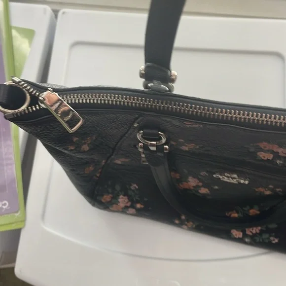 Coach Dark Floral Leather Shoulder Bag - Picture 10 of 16